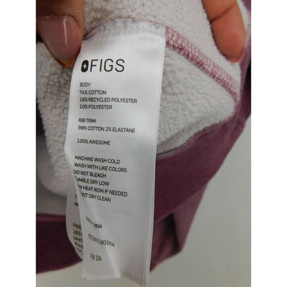 Figs Women's Mauve Purple Off-Shift‎ Long Sleeves Hoodie Sweatshirt Size Small - Picture 4 of 6